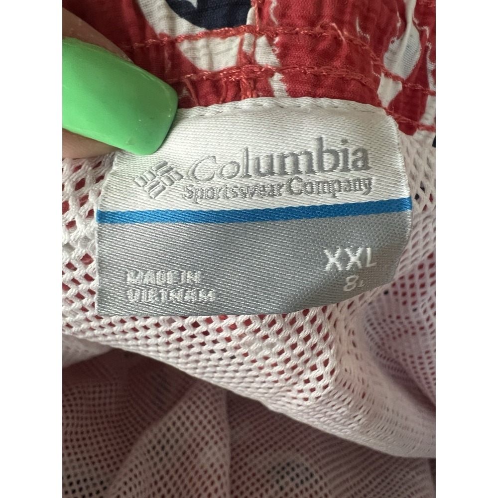 Columbia PFG Backcast II Shorts XXL Patriotic Fish Flags Swim Trunks Fishing - Picture 3 of 4